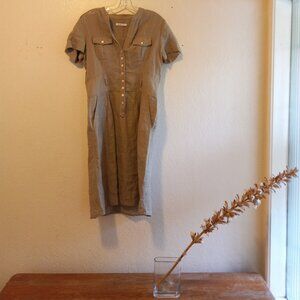 Marella 100% Linen Cargo/Safari Dress Size 10 Old Money Quiet Luxury ClassicPrep